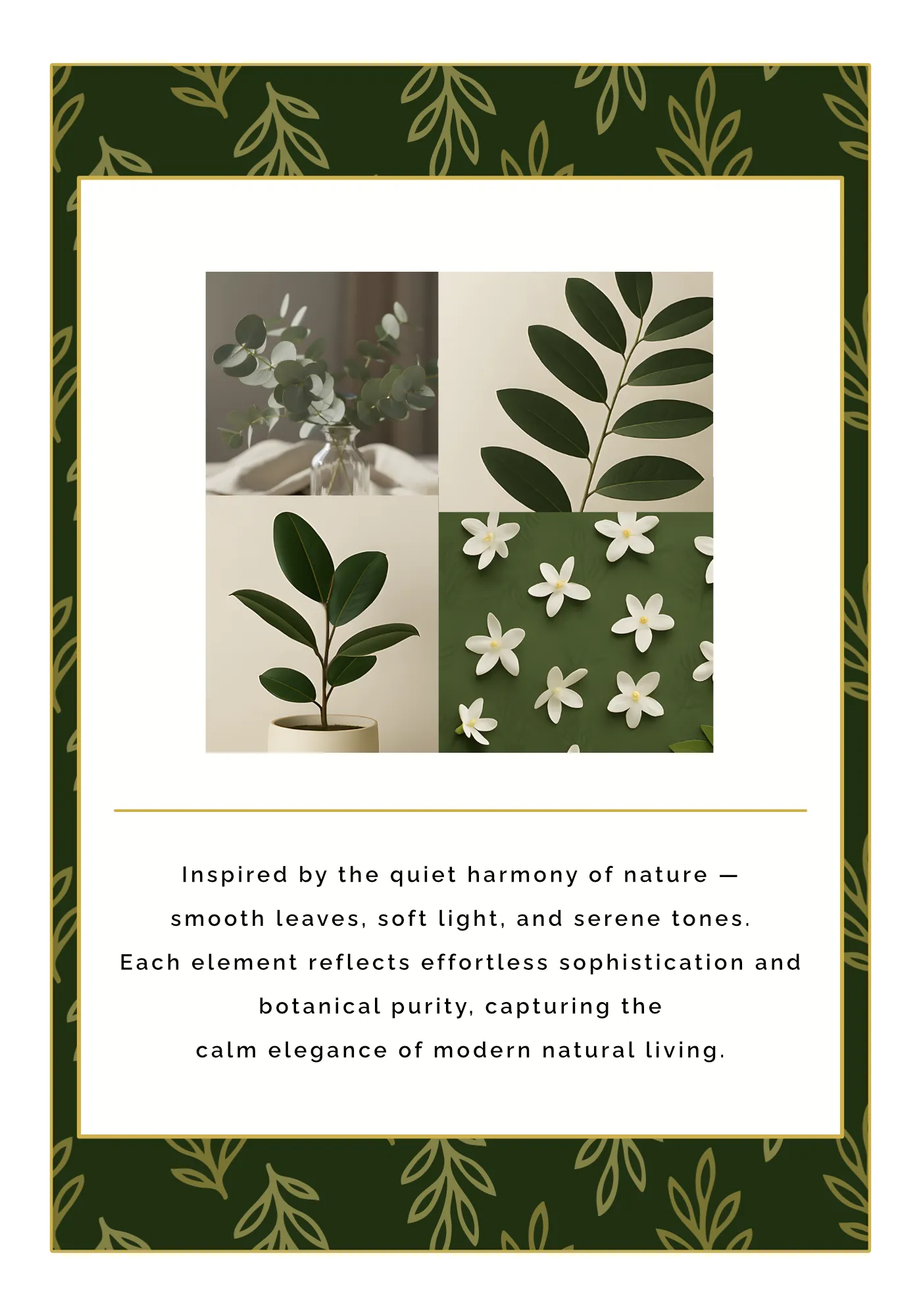 Botanica Aura botanical mood board and nature inspiration presentation page.