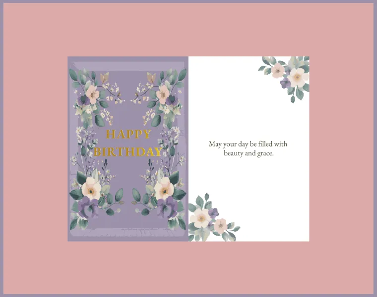Floral Elegance birthday card detail.