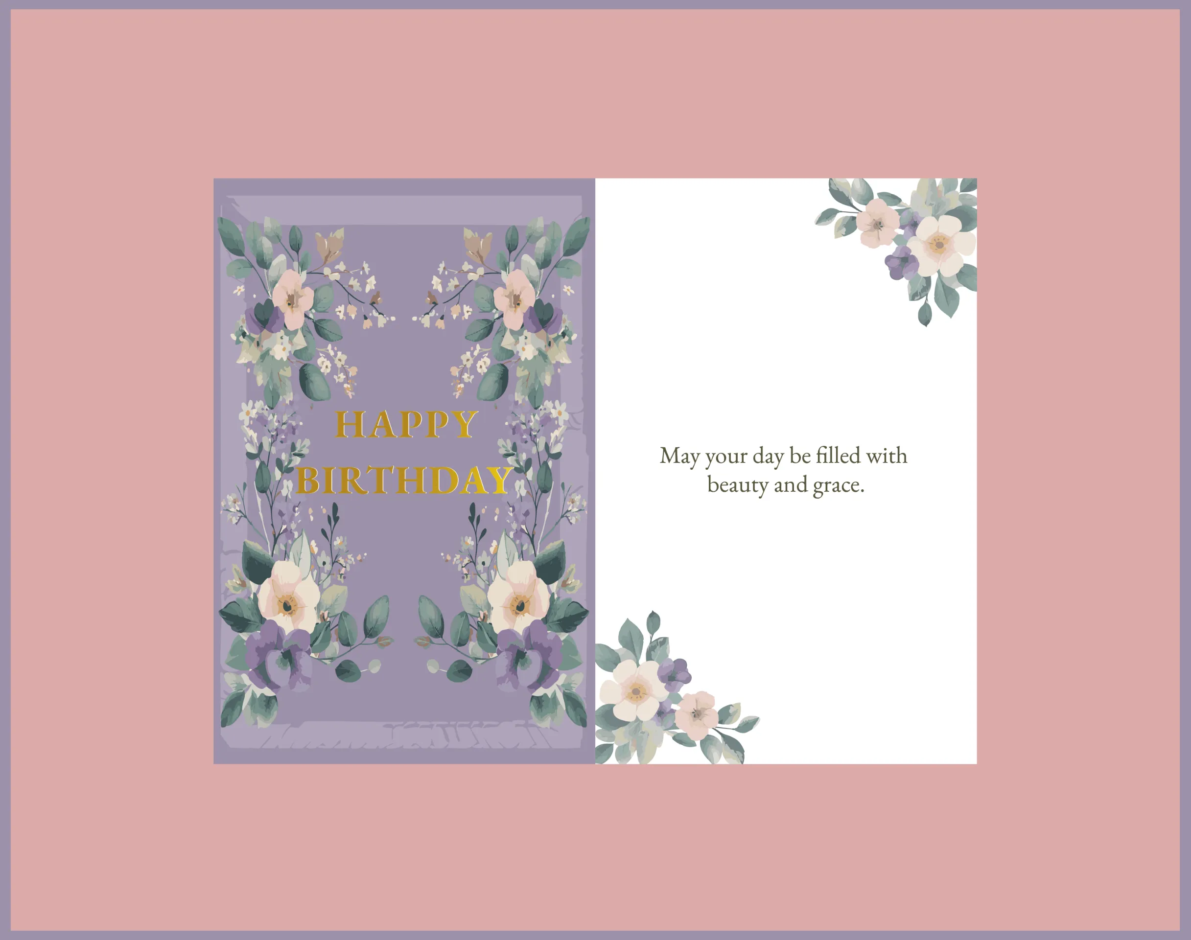 Floral Elegance birthday card detail.