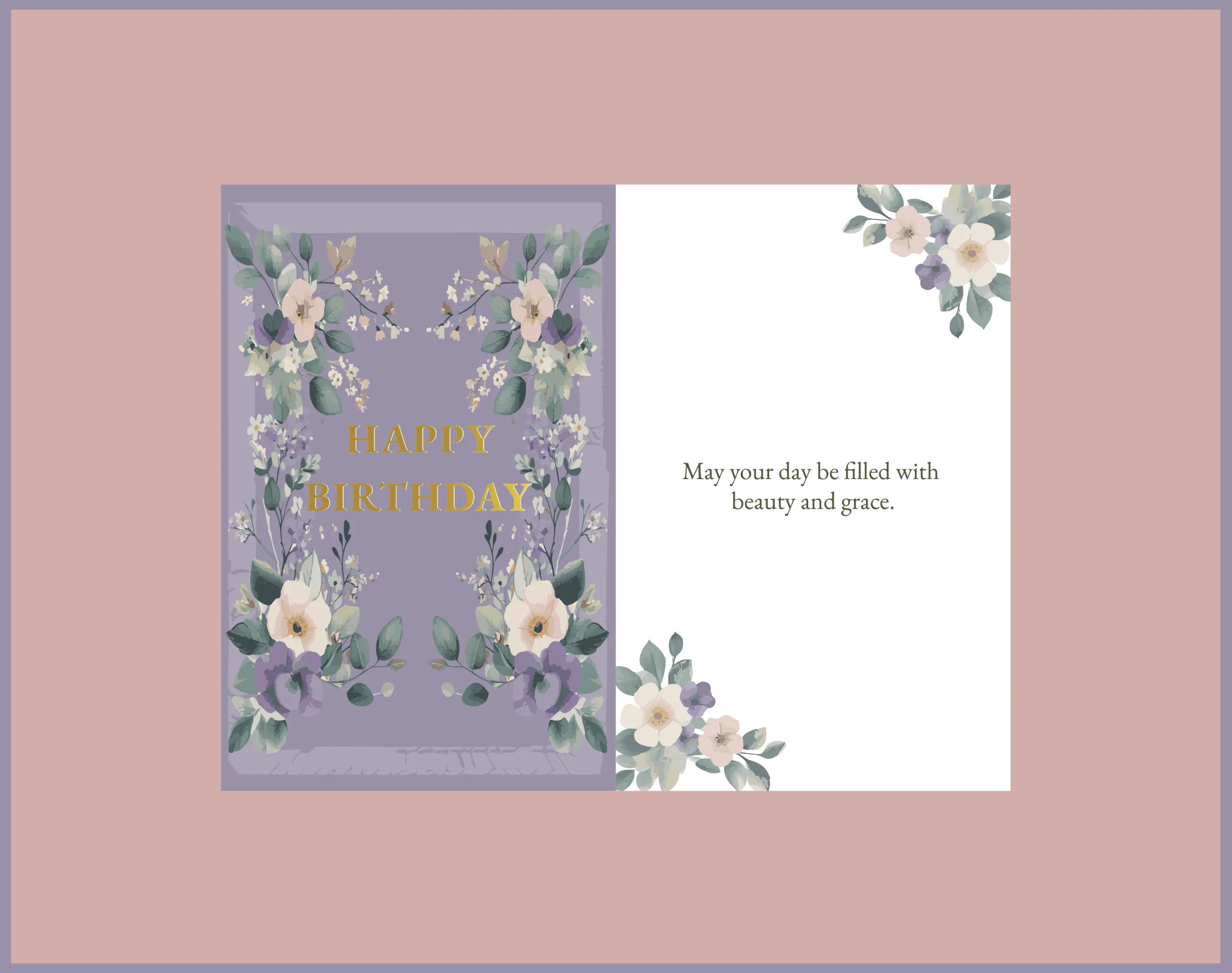 Floral Elegance birthday card detail.