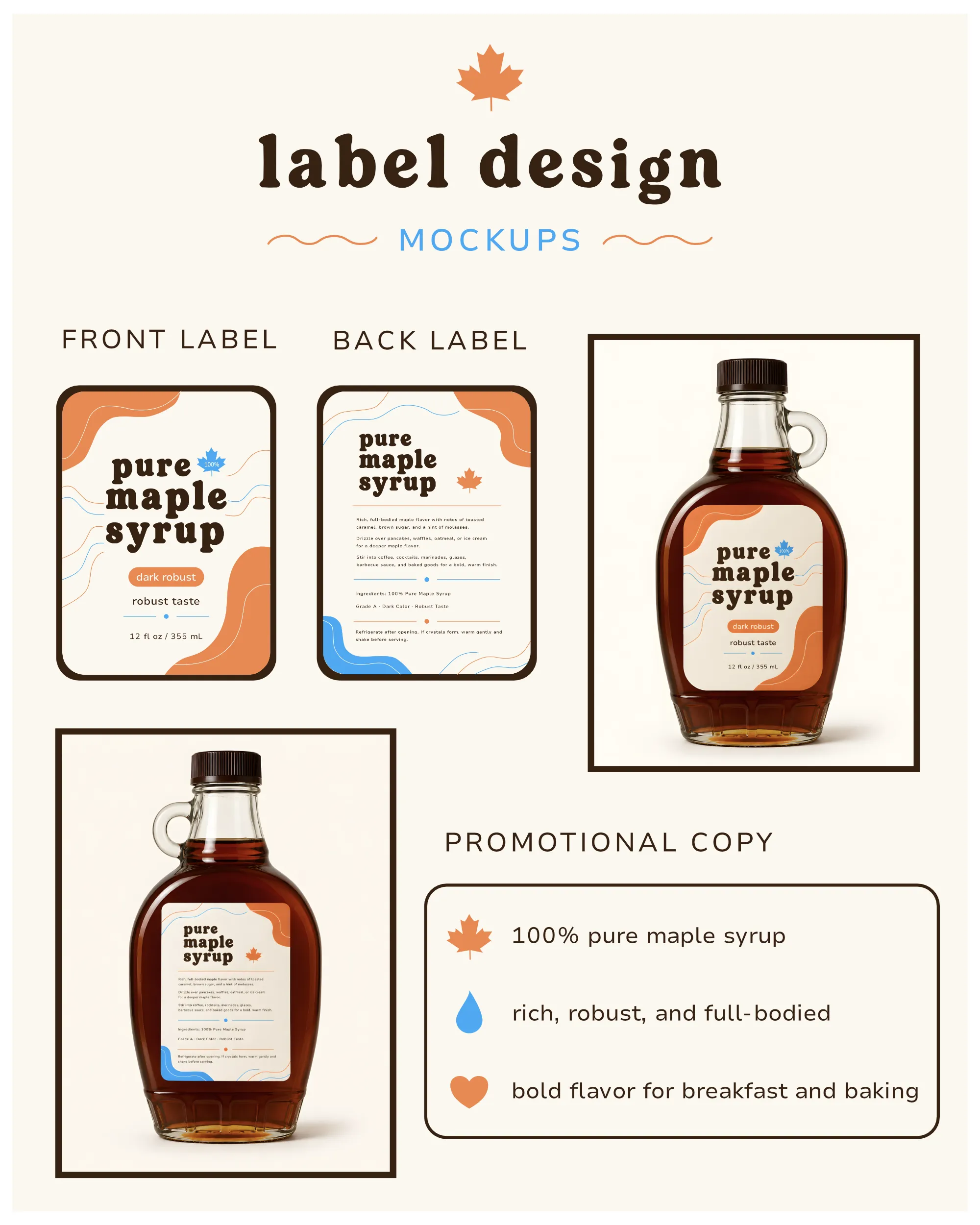 Maple syrup label application mockup.
