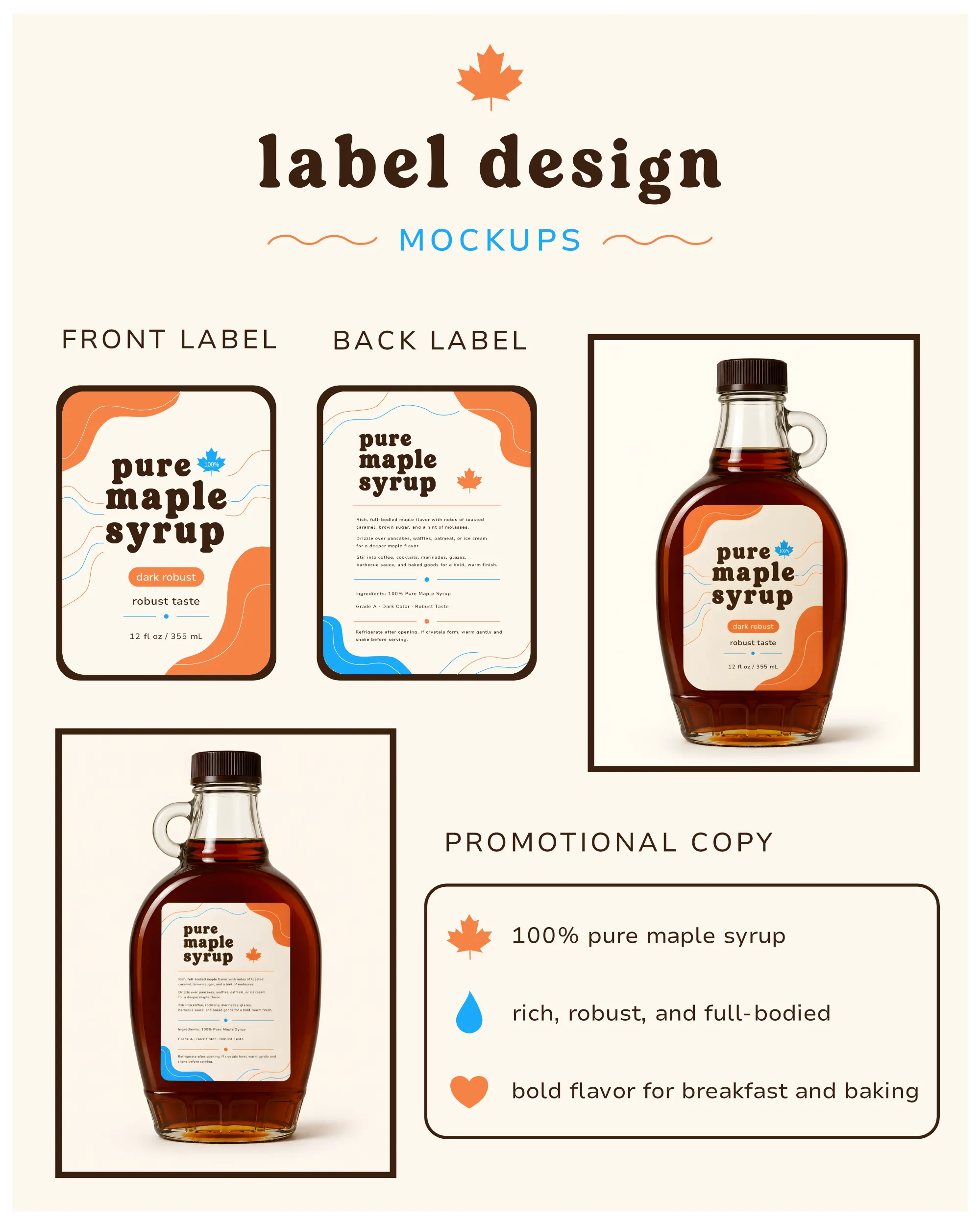 Maple syrup label application mockup.