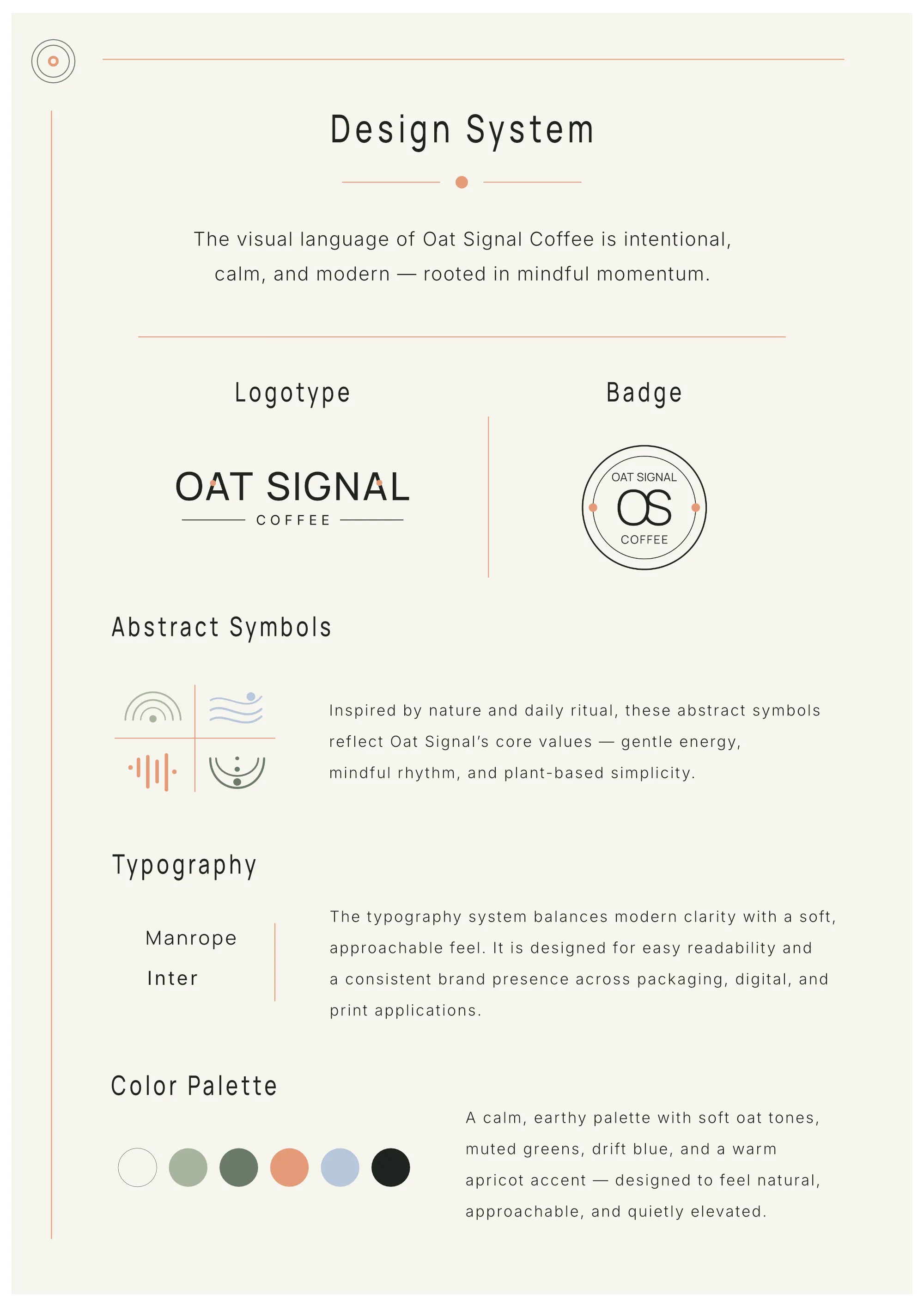 Oat Signal visual identity details.