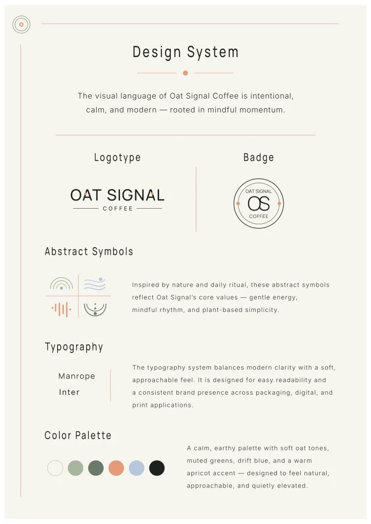 Oat Signal visual identity details.